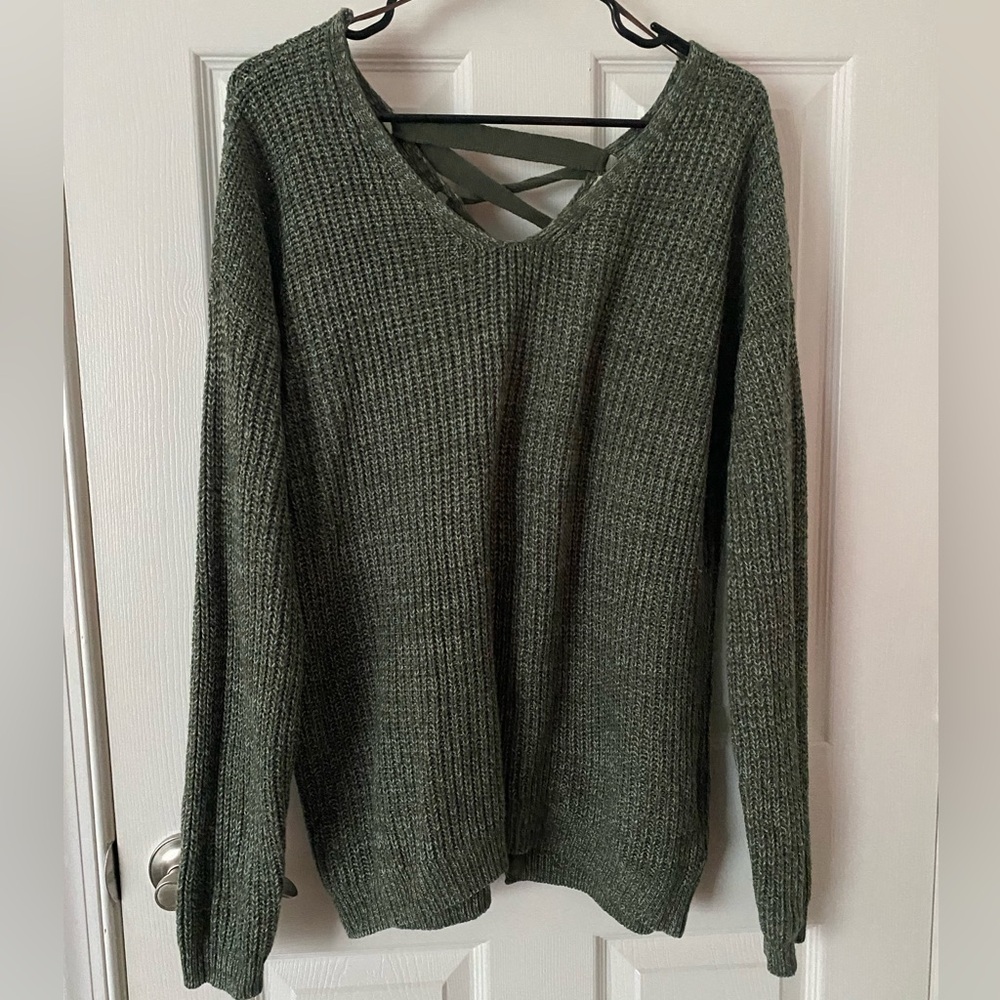 Gently Worn - SO Knit Tie Back V-Neck Sweater XL